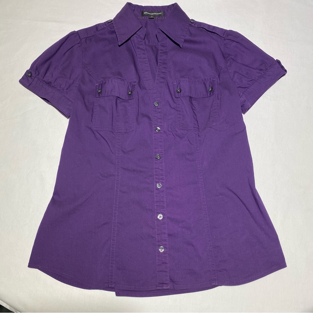 Express Rich Purple Fitted Collared Shirt